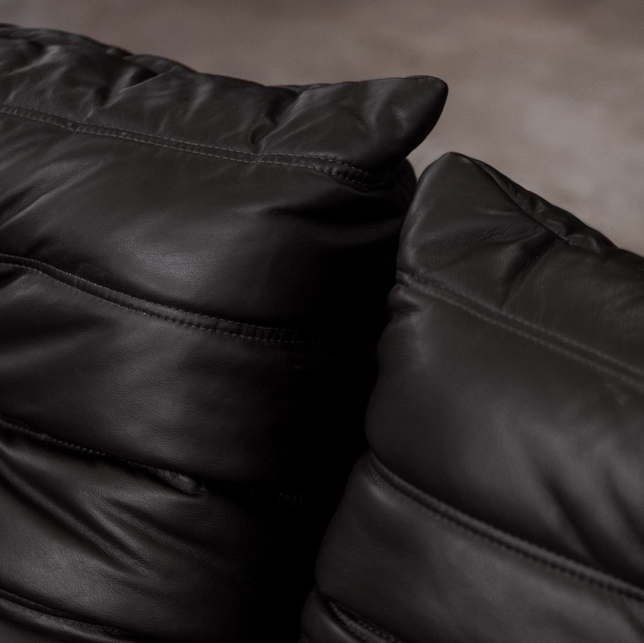 Michel Ducaroy “Togo” Modular Sofa for Ligne Roset, Black Leather, 1973, Set of 4, 1973