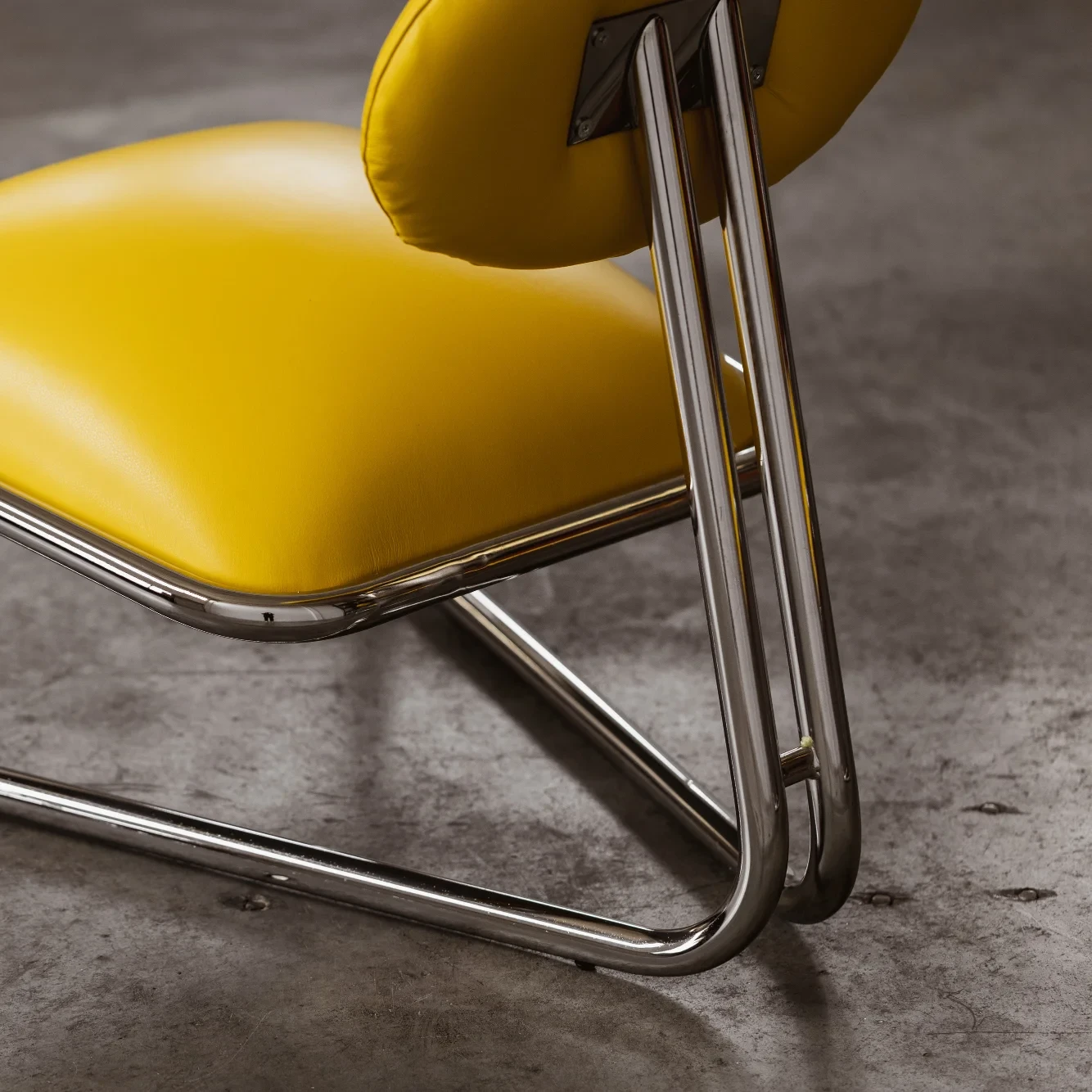 Modernist Lounge Chair, Yellow Leather, 1970s, 1970