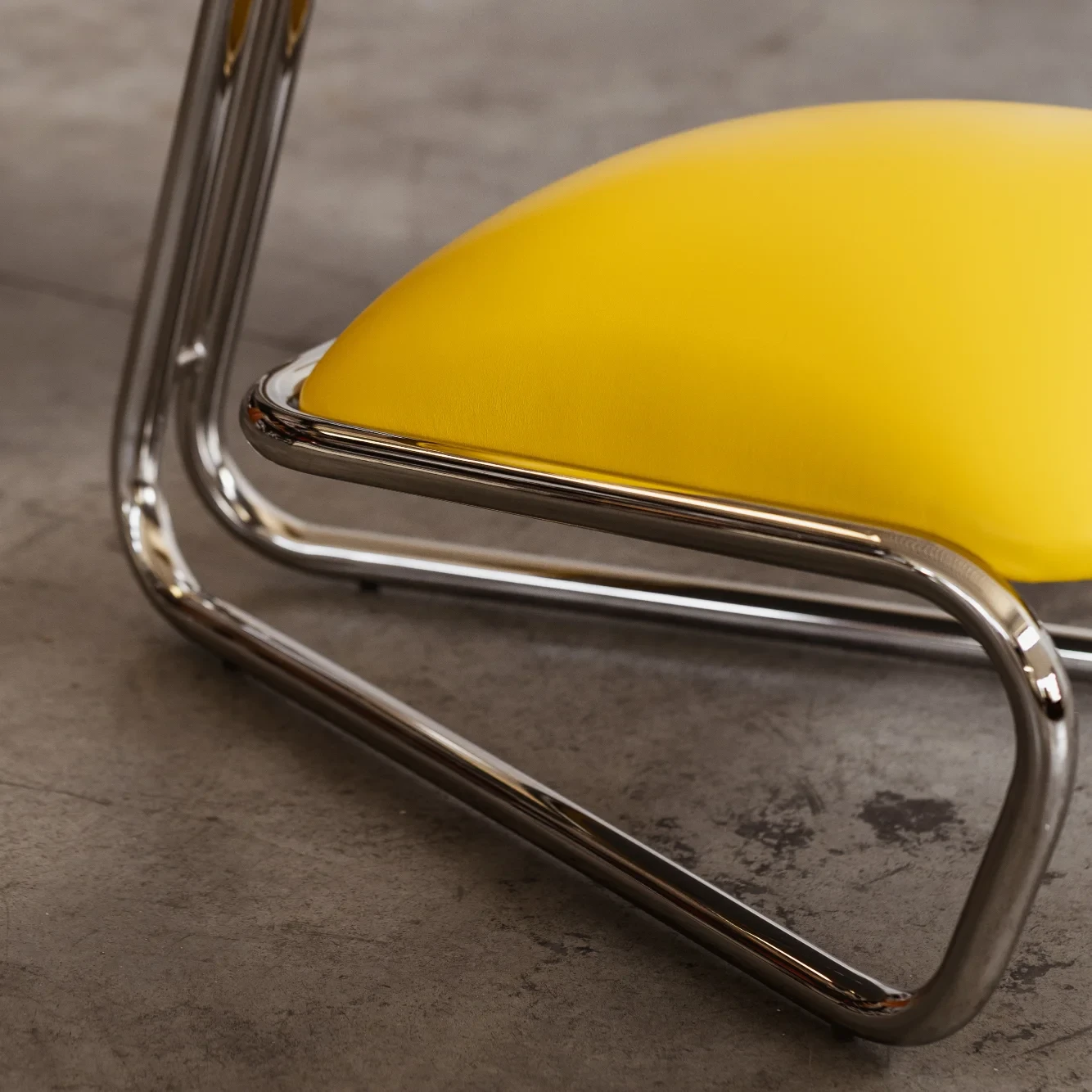 Modernist Lounge Chair, Yellow Leather, 1970, 1970