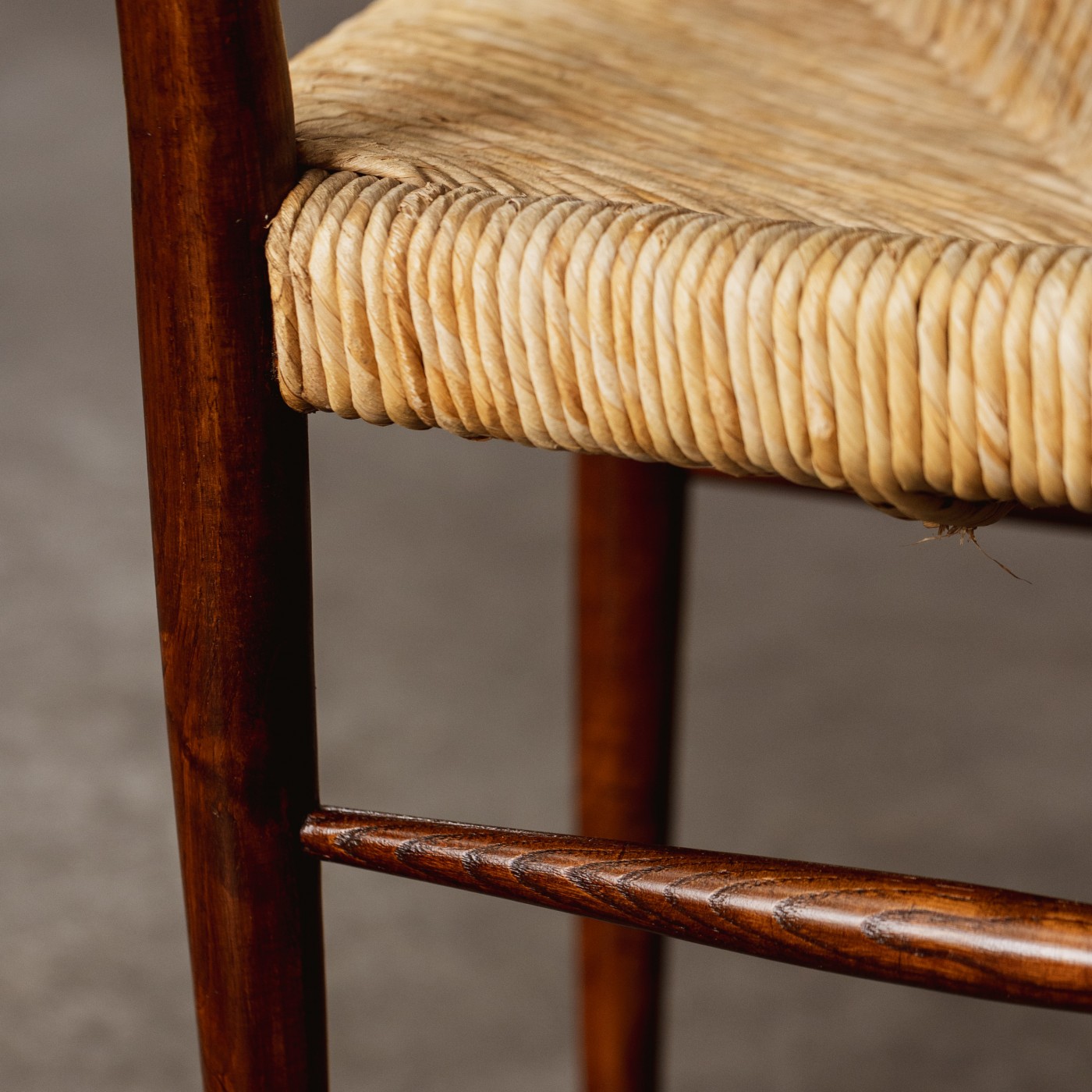 Paolo Buffa Sculptural dining chairs, wood and straw, Italy, 1948, Set of 10, 1940s