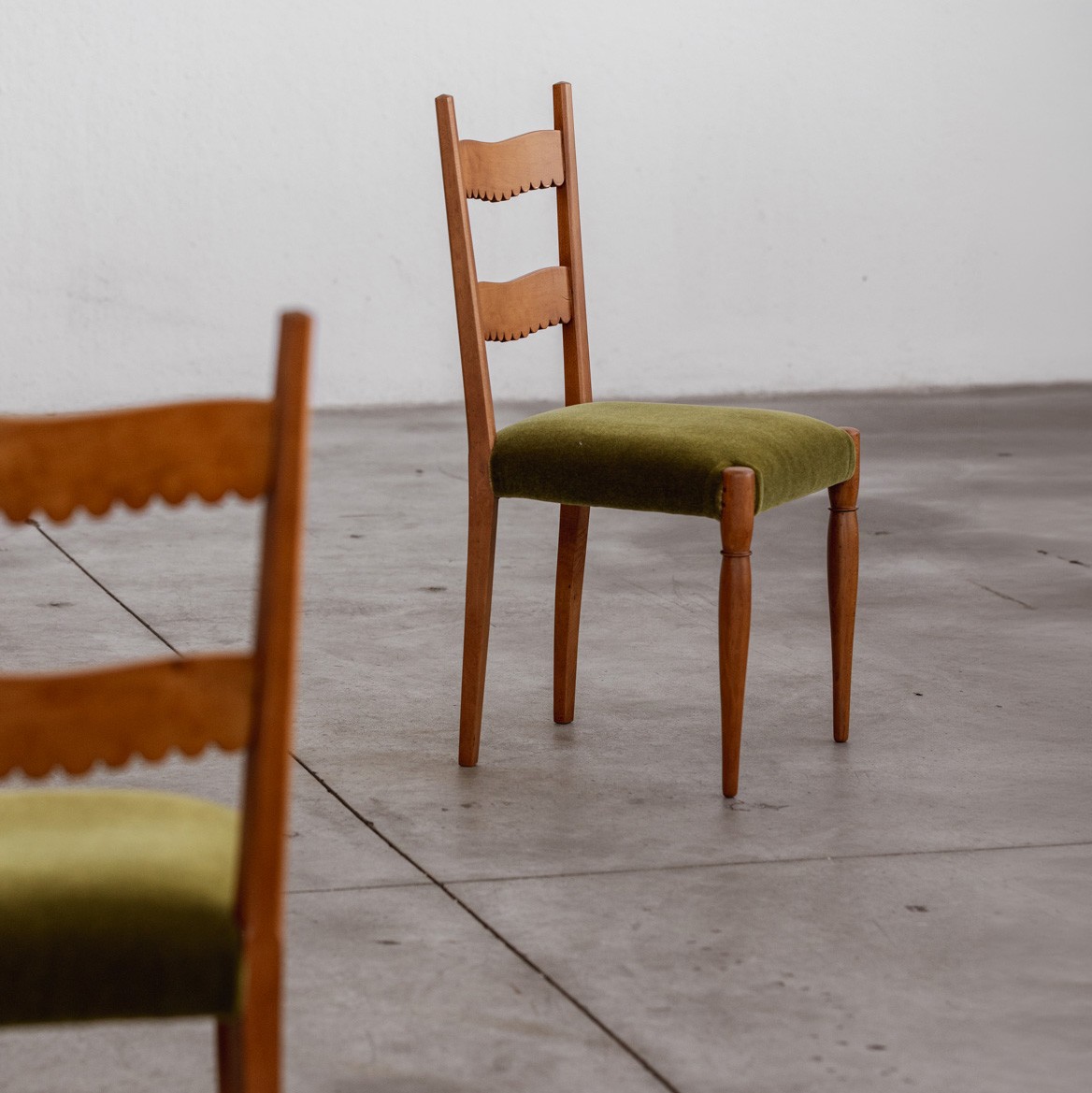 Paolo Buffa Dining Chairs for Marelli & Colico, Green Velvet, 1951, Set of 6, 1951