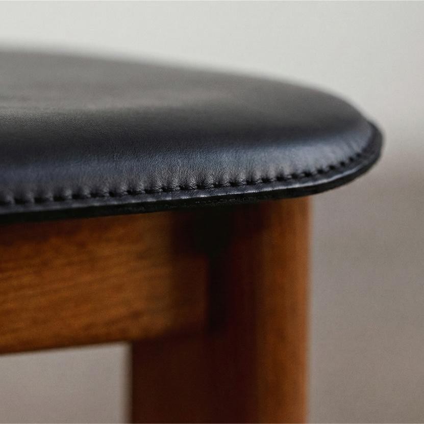 Pierre Cardin Dining Chairs, Black Leather, 1970, Set of 6, 1970s