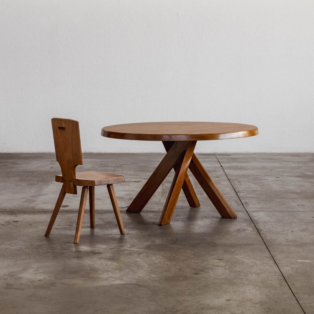 Pierre Chapo T21B "Sfax" Table & "S28" Chairs for Atelier Pierre Chapo, Wood, France, 1970s, 1970s