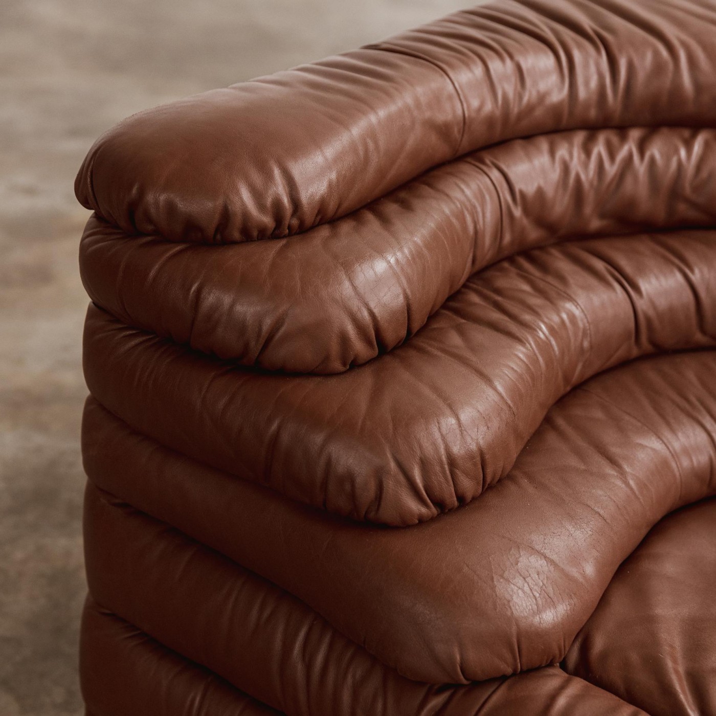 Ubald Klug DS-1025 "Terrazza" Sofa for De Sede, Brown Leather, 1974, Set of 4, 1974