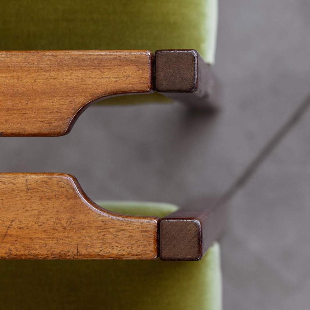 Umberto Brandigi "Jollina" Dining Chairs for Poltronova, Green Velvet, 1960s, Set of 8, 1960s