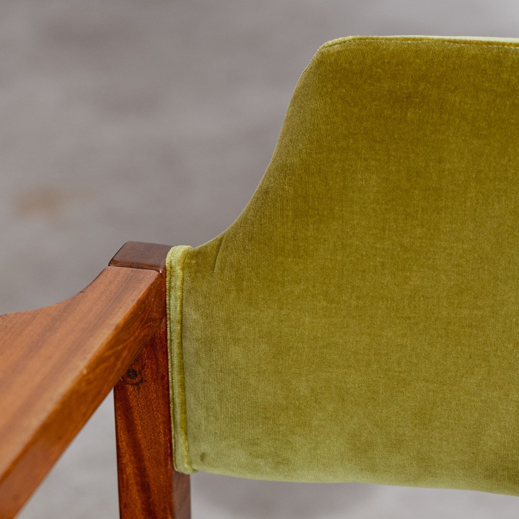 Umberto Brandigi "Jollina" Dining Chairs for Poltronova, Green Velvet, 1960s, Set of 8, 1960s
