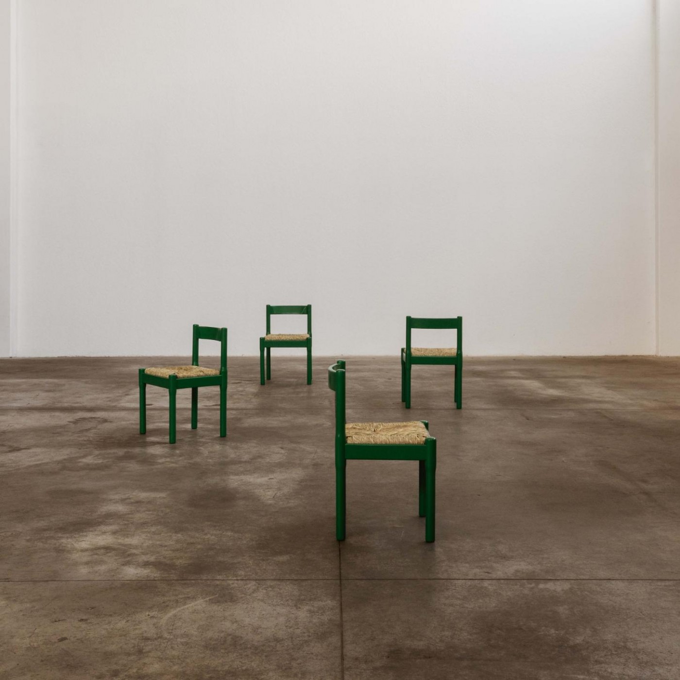Vico Magistretti "Carimate" Dining Chairs for Cassina, Green Lacquered, 1960, Set of 8, 1960