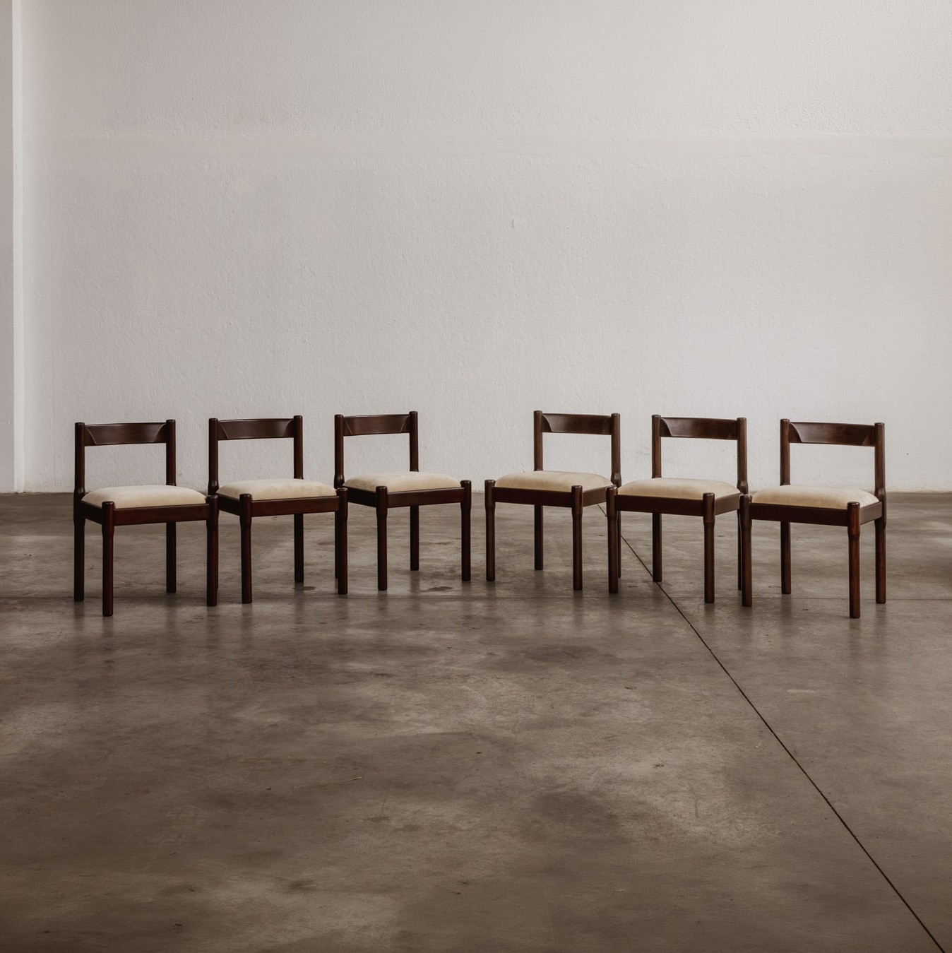 Vico Magistretti "Carimate" Dining Chairs for Cassina, Green Lacquered, 1960, Set of 6, 1960